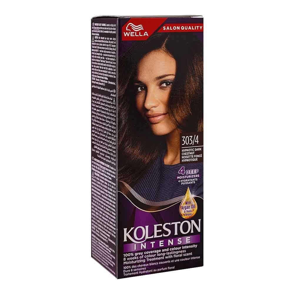 Wella Koleston Intense Hair Color Cream Phenylenediamines Hydrogen Peroxide Argan Oil 303/4 Hypnotic Dark Chestnut