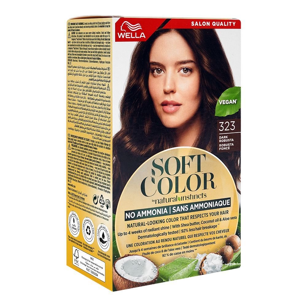 Wella Soft Color No Ammonia Hair Color Phenylenediamines Hydrogen Peroxide Vegan 323 Dark Robusta