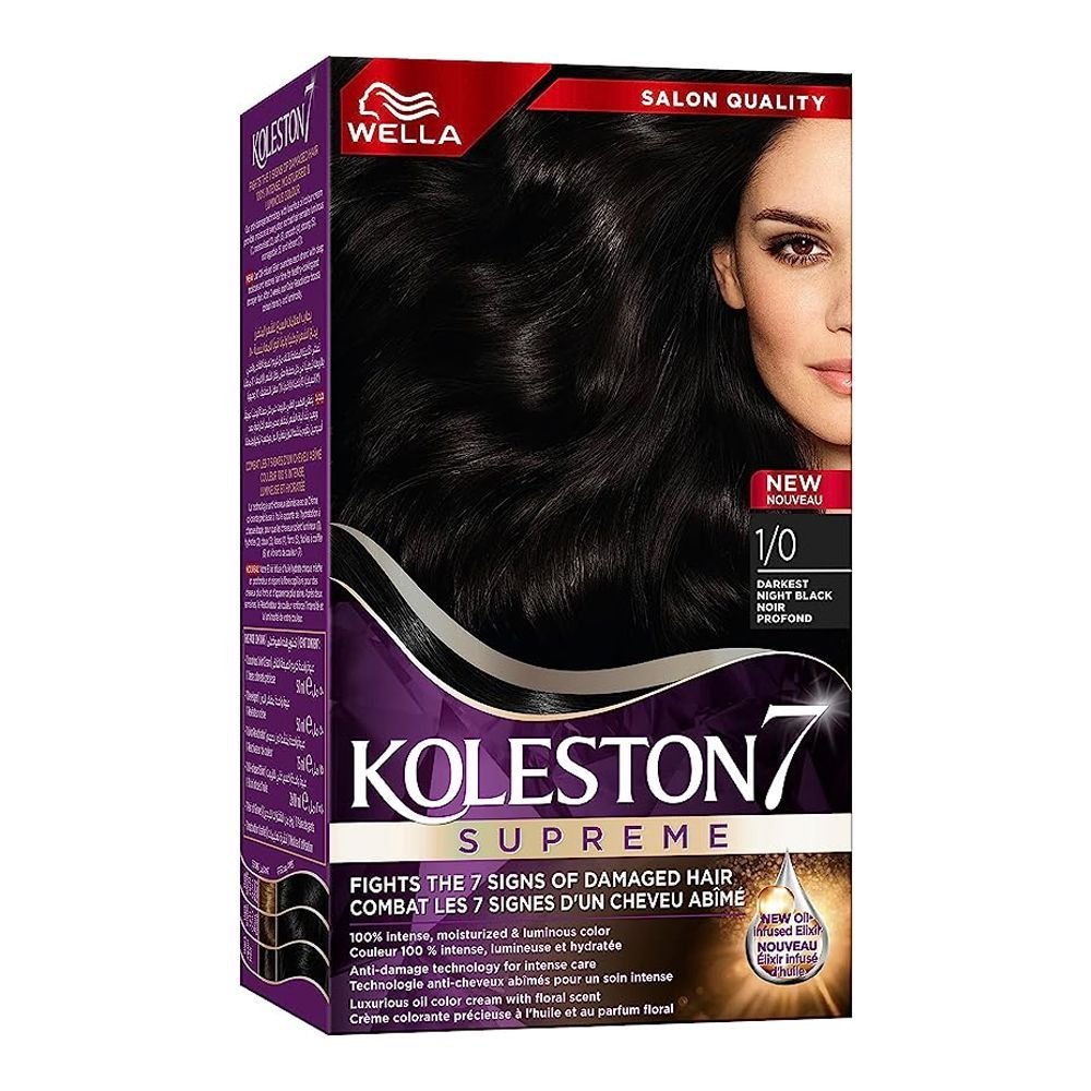 Wella Koleston 7 Supreme Color Cream Kit 1/0 Darkest Night Black