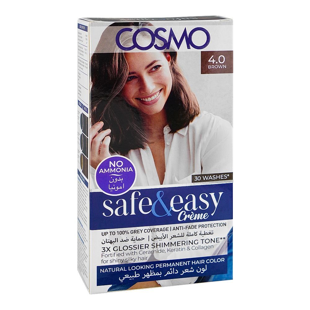 Cosmo No Ammonia Safe & Easy Permanent Hair Color Hair Color 4.0 Brown