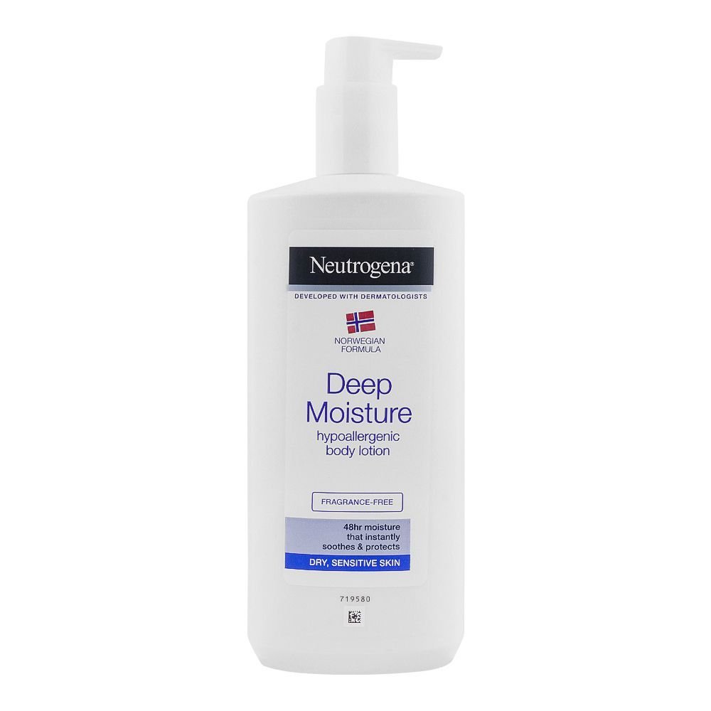 Neutrogena Deep Moisture Hypoallergenic Body Lotion, For Dry & Sensitive Skin, Fragrance-Free (400ml)