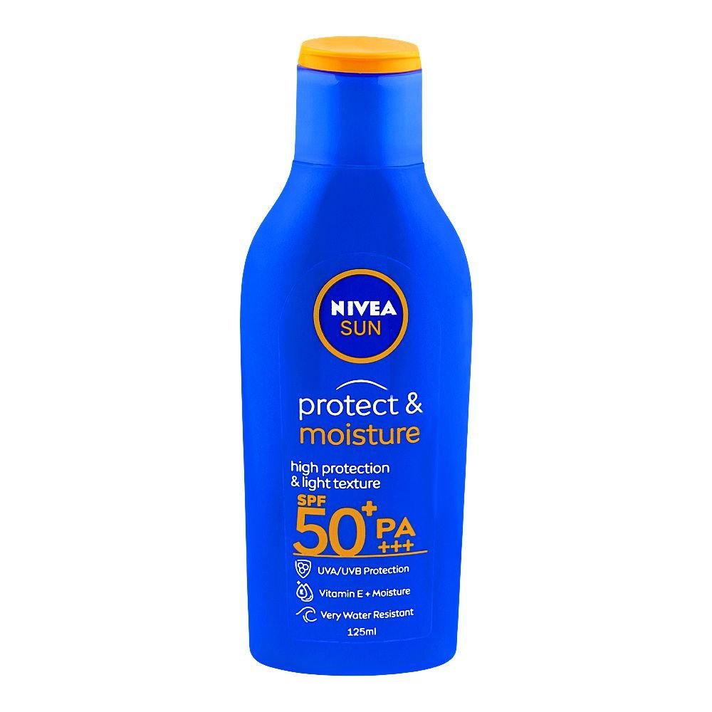 Nivea Sun Protect & Moisture High Protection & Light Texture Spf50 + Pa +++ Uva/Uvb Protection, Vitamin E + Moisture (125ml)