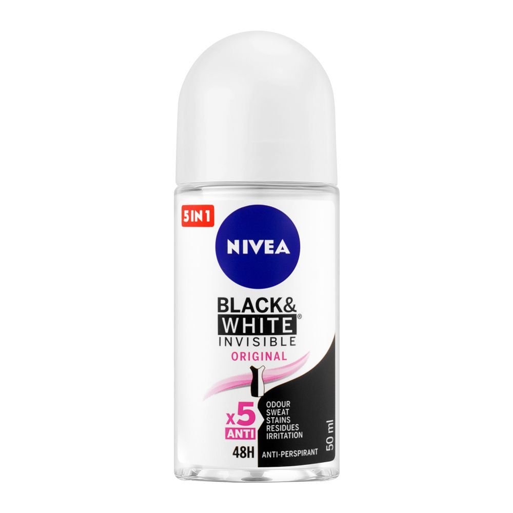 Nivea 5-In-1 Black & White Invisible Original X5 Anti Roll On (250ml)