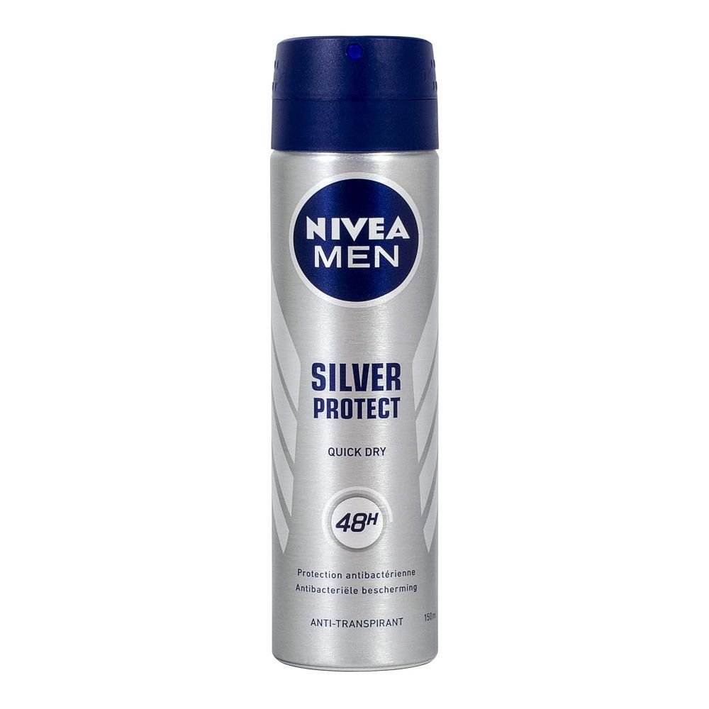 Nivea Silver Protect Antibacterial Body Spray, 48 Hours Lasting (150ml)
