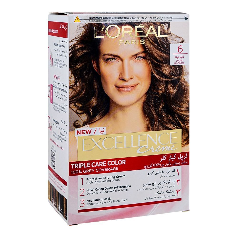 Loreal Paris Excllence Hair Color Set - Salon Quality Hair Dye, Dark Blond 6