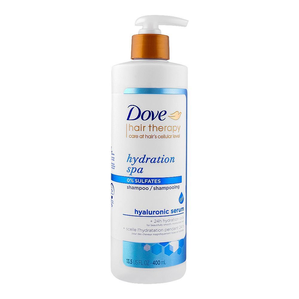Dove Hair Therapy Hydration Spa 0% Sulfates Hyaluronic Acid Shampoo (400ml)