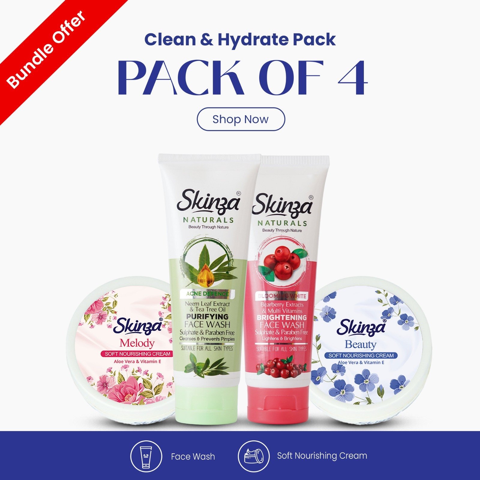Skinza Clean And Hydrate (Pack Of 4)