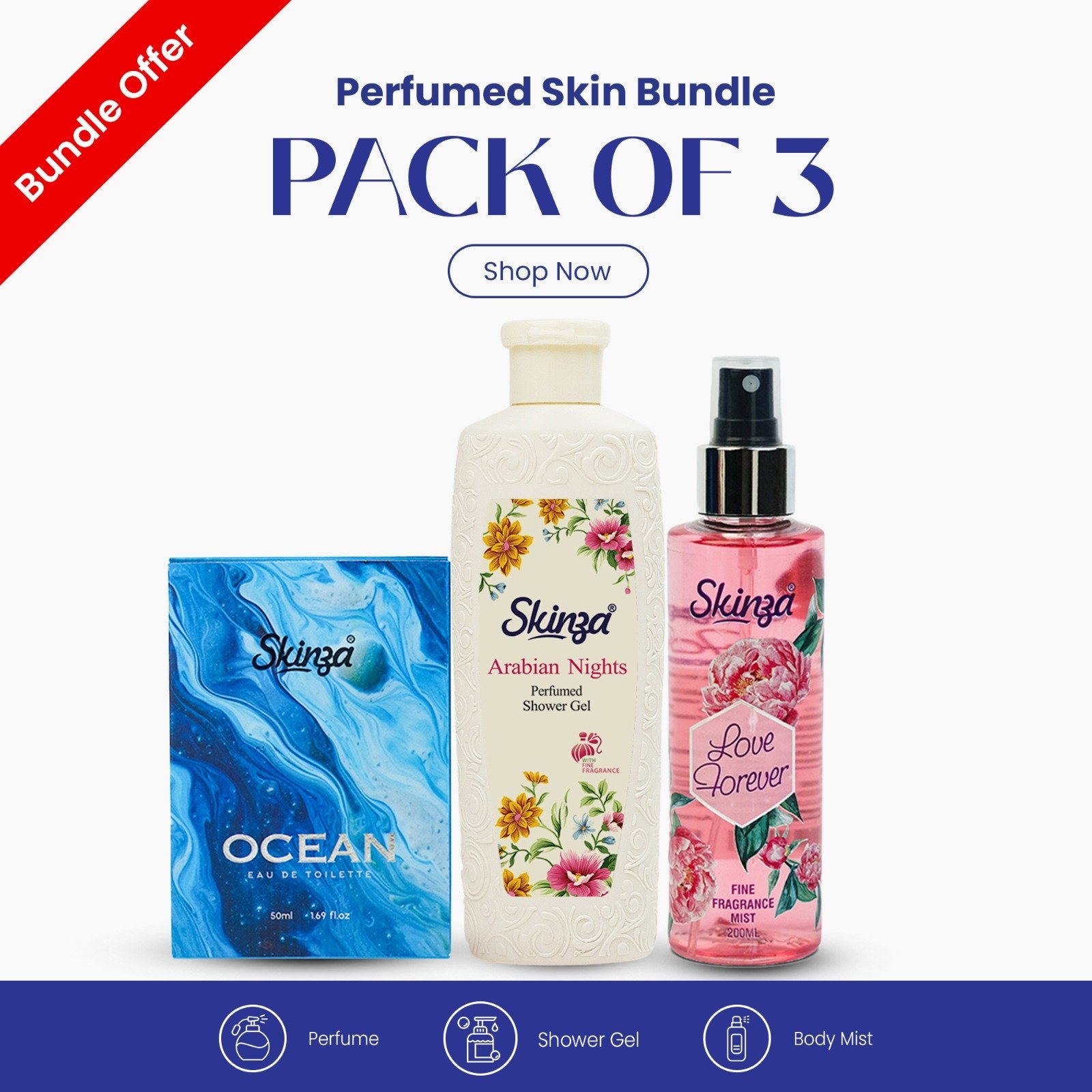 Skinza Perfumed Skin Bundle (Pack Of 3)