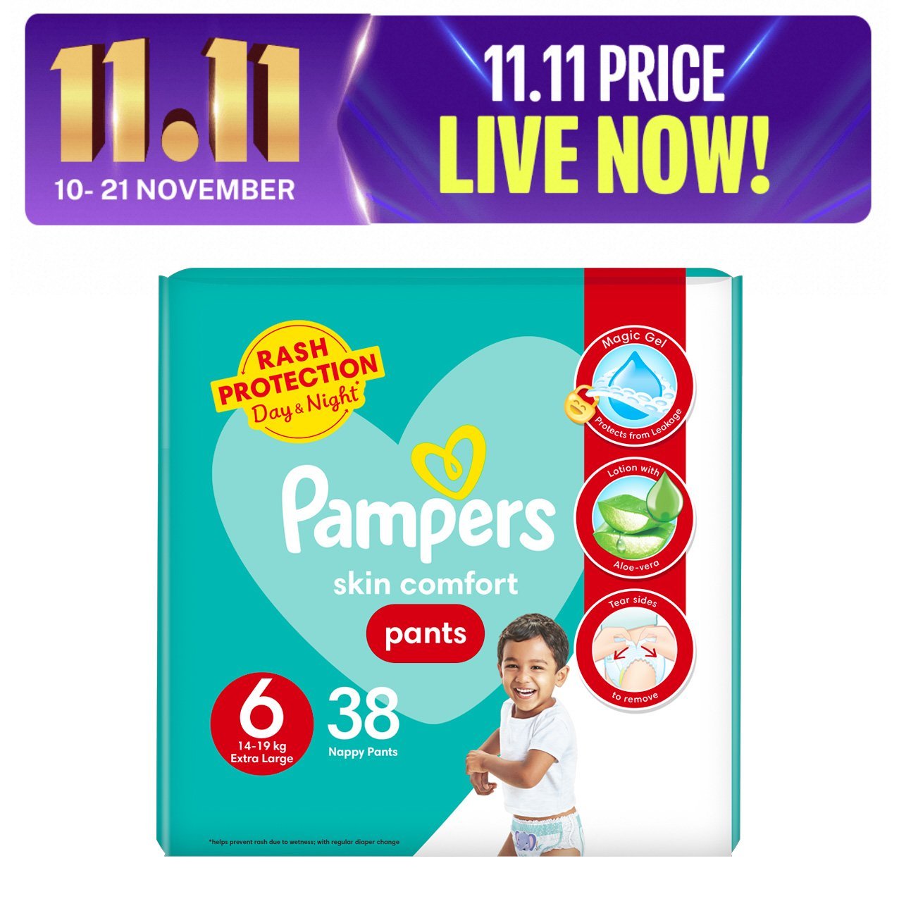 Pampers Pants Baby Diapers (Size 6 Junior Plus, 38 Pcs)