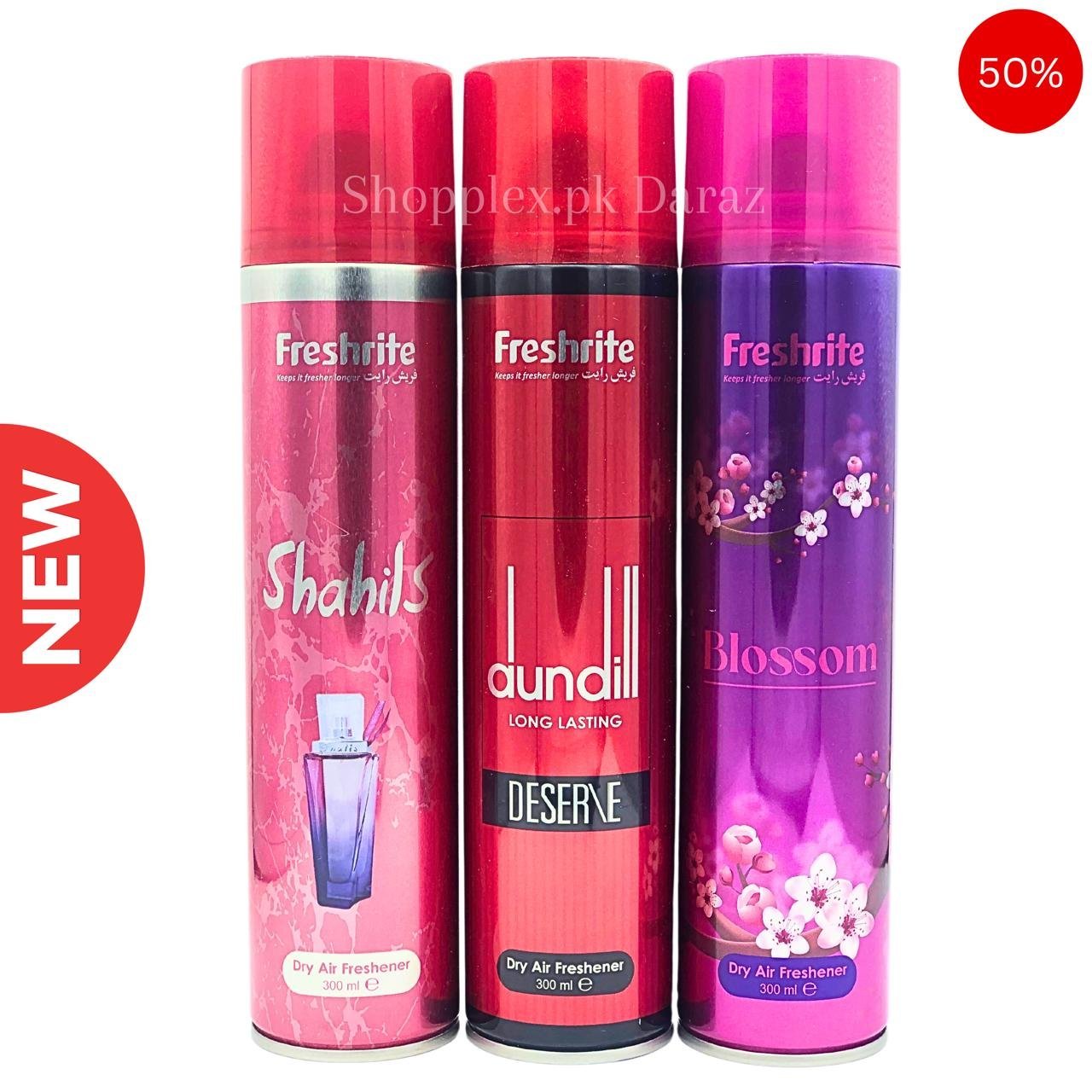Air Freshener Shahils | Dundill | Blossom | Pack Of 3 300ml Big Bottle Freshrite Room Spray Imported High Quality Value Budget Pack Deal Offer Fresh Scent Fragrance