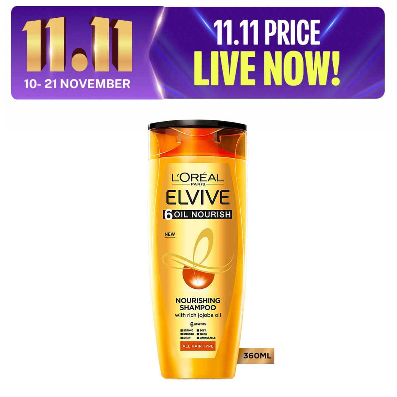 Loreal Paris Elvive 6 Oil Nourish Shampoo (360ml)