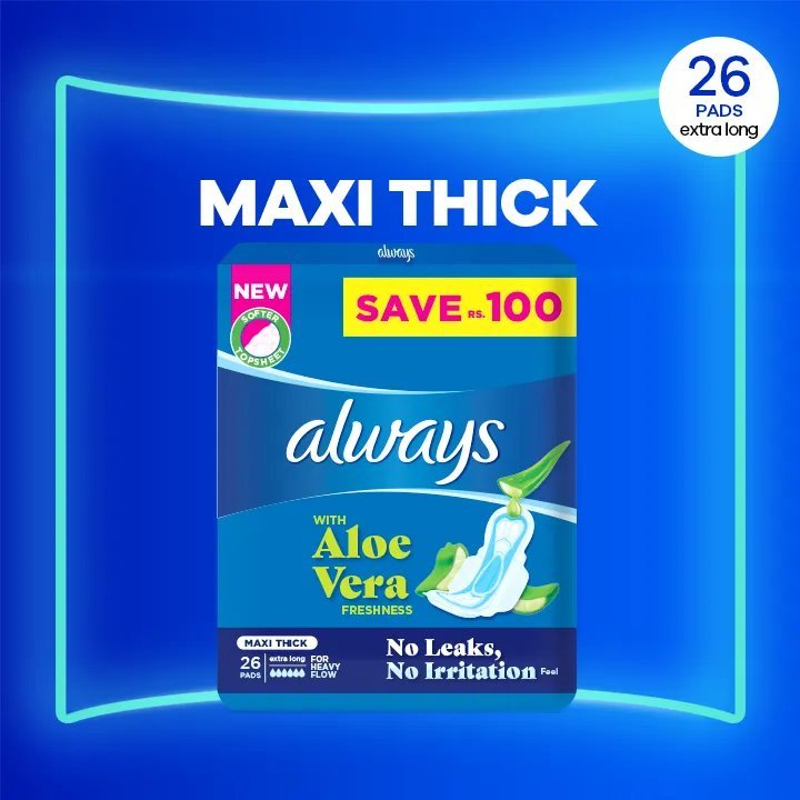 Always Thicks Sanitary Pads Extra Long Trio 26 Count