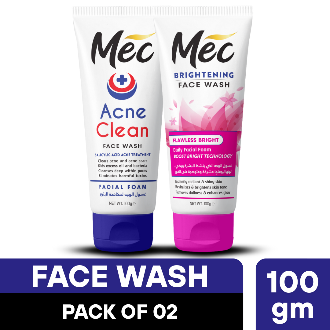Mec  Brightening Acne Clean & Flawless Bright Face Wash (100gm) (Pack Of 2)