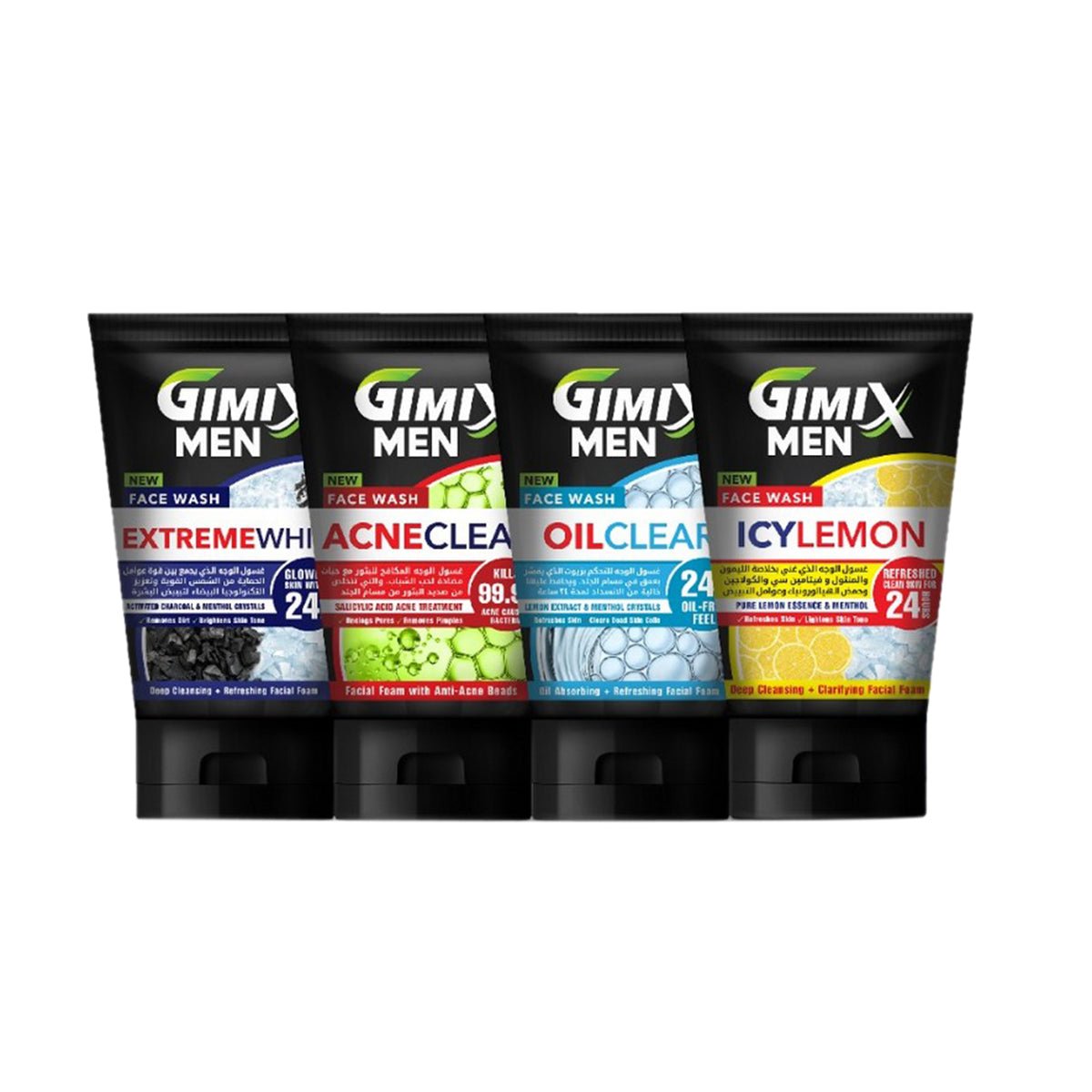 Gimix Men Oil Clear Acne Clean Icy Lemon & Extreme White Face Washes (Pack Of 4) (100ml)