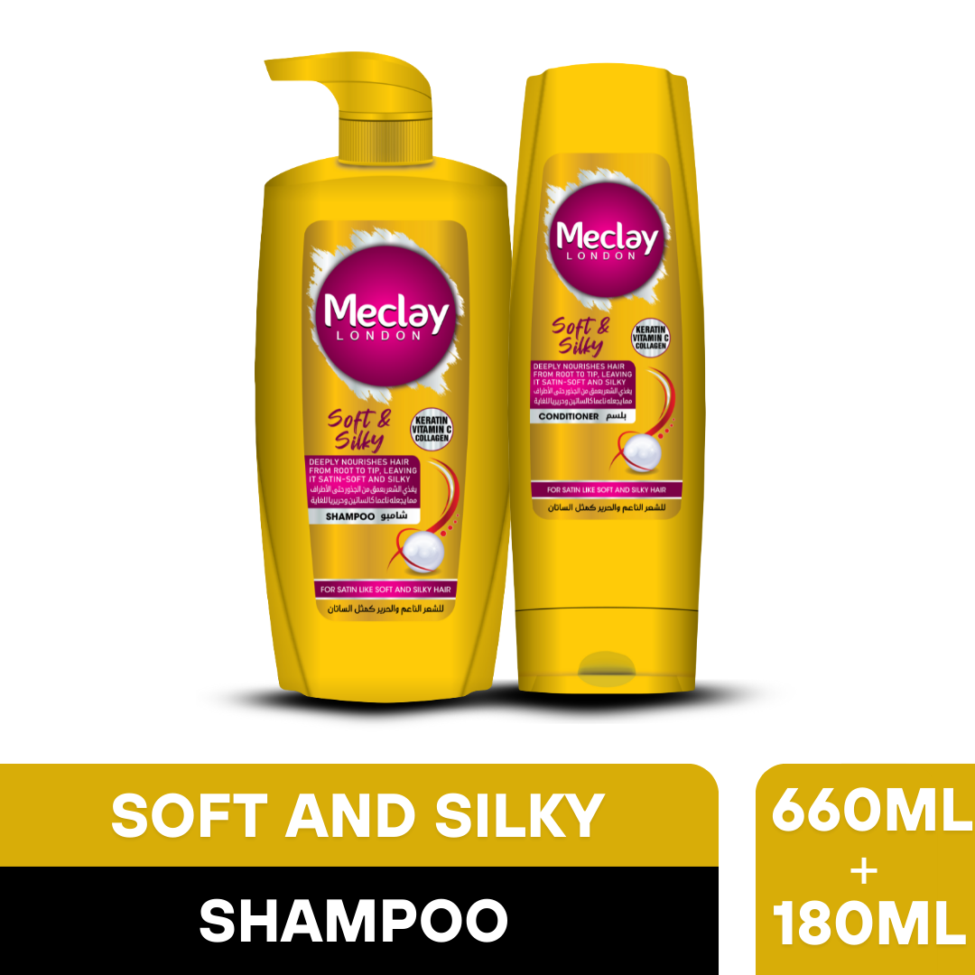 Meclay London Soft & Silky Shampoo (660ml) + Conditioner Pair Box (Save Rupees 200)