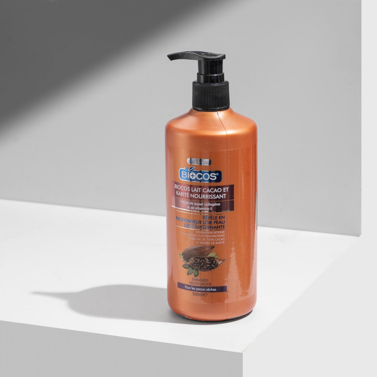 Biocos Shea Butter Body Lotion (500ml) For Dry Skin – Moisturizing Cocoa Butter Vitamin E & Natural Hydration – Non Greasy Nourishing Lotion For Soft Smooth Skin